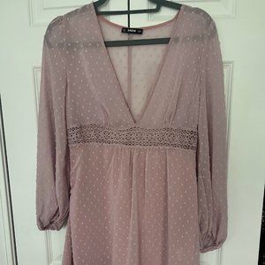 Pink Lace Long Sleeved Dress- M